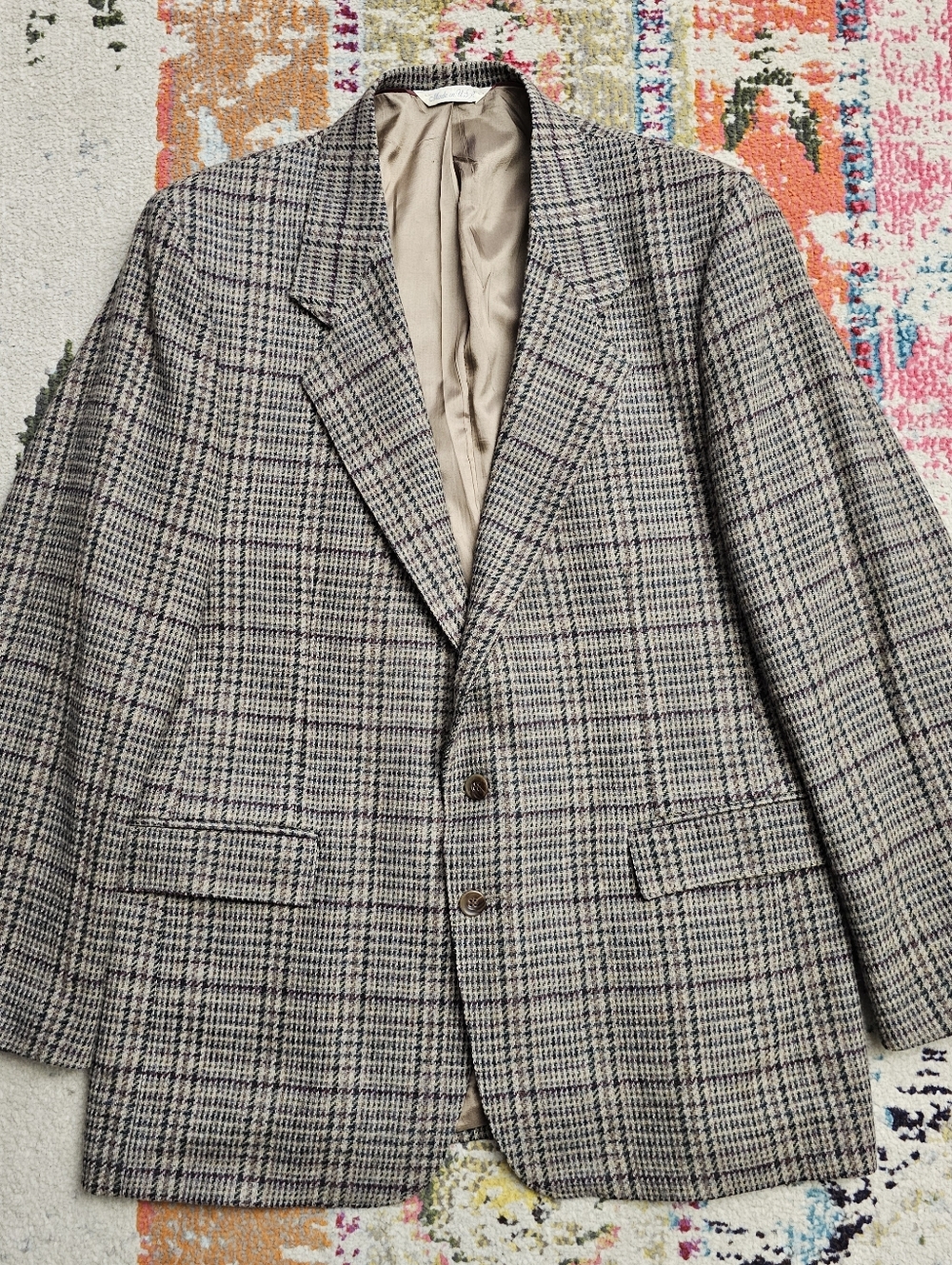 VTG David Hunter Levi Strauss Wool Tweed Blazer Sports Coat Mens Size 44 L Plaid